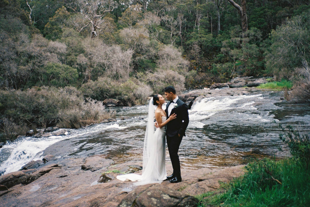 Amelia and Brandon during their intimate Margaret River wedding celebration