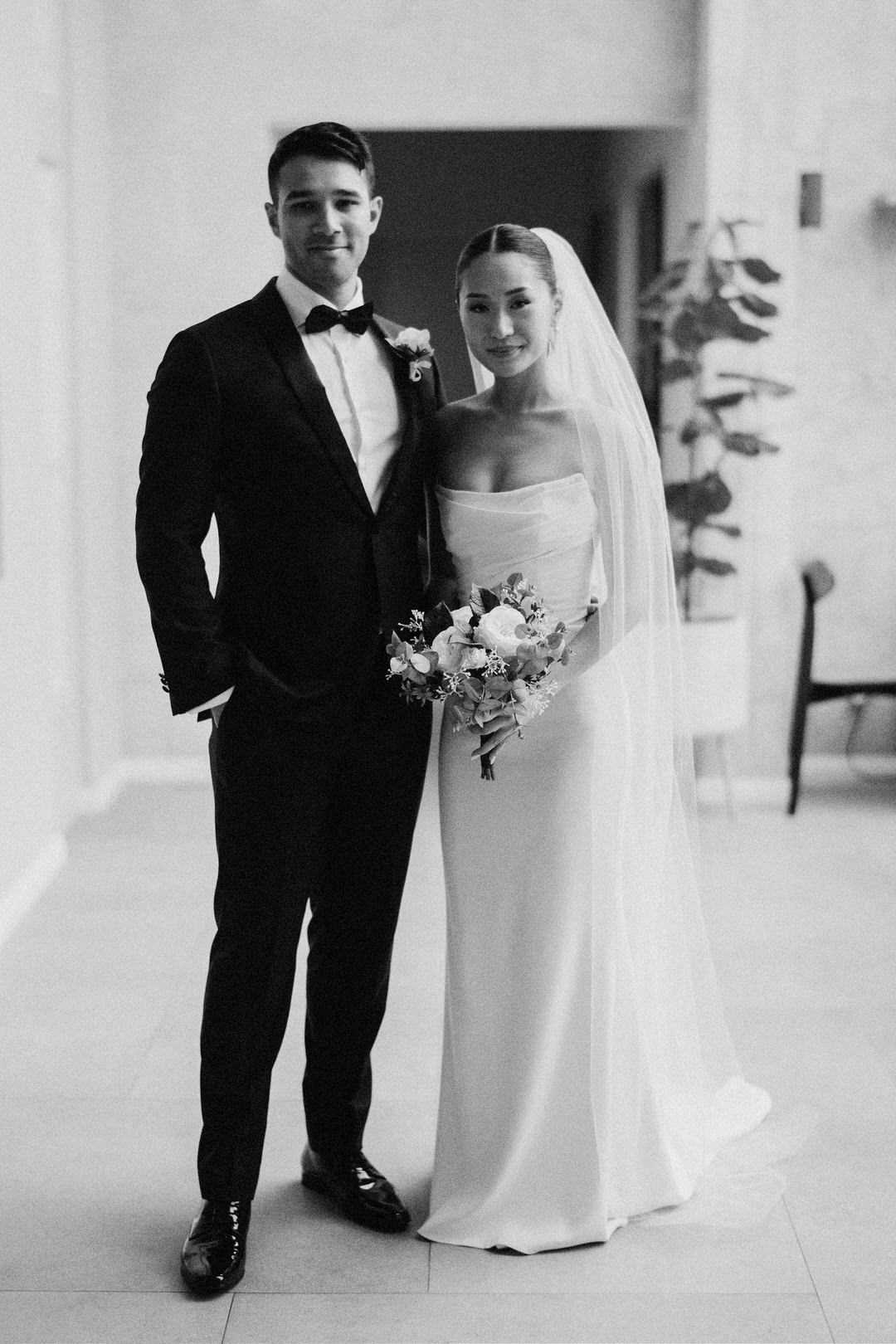 Black and white Margaret River elopement photography of Amelia and Brandon
