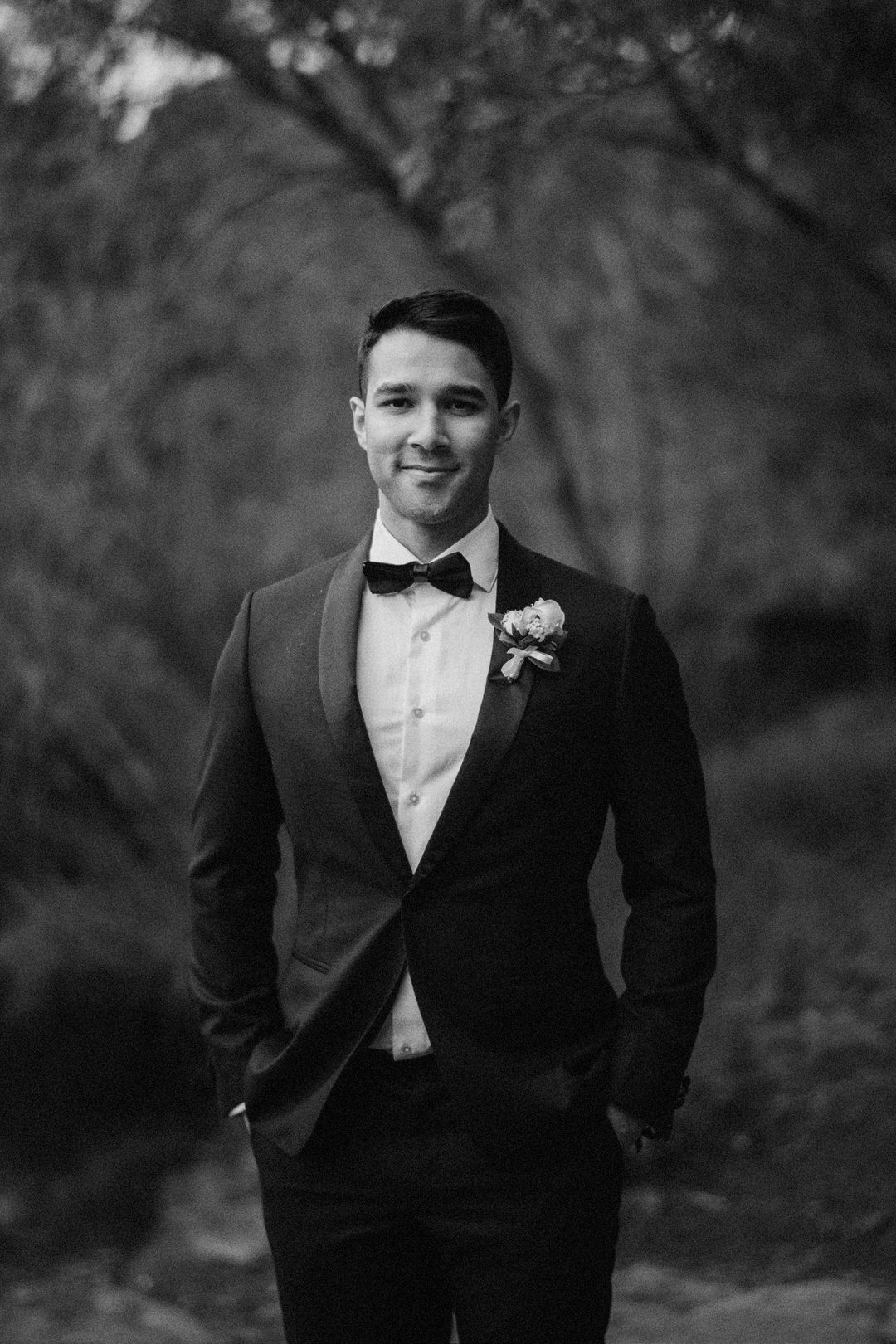 Black and white Margaret River elopement photography of Amelia and Brandon
