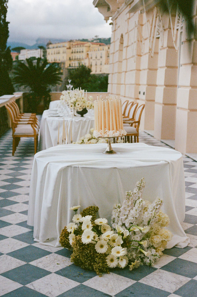 Villa Astor reception details in Sorrento Italy captured on 35mm analogue film