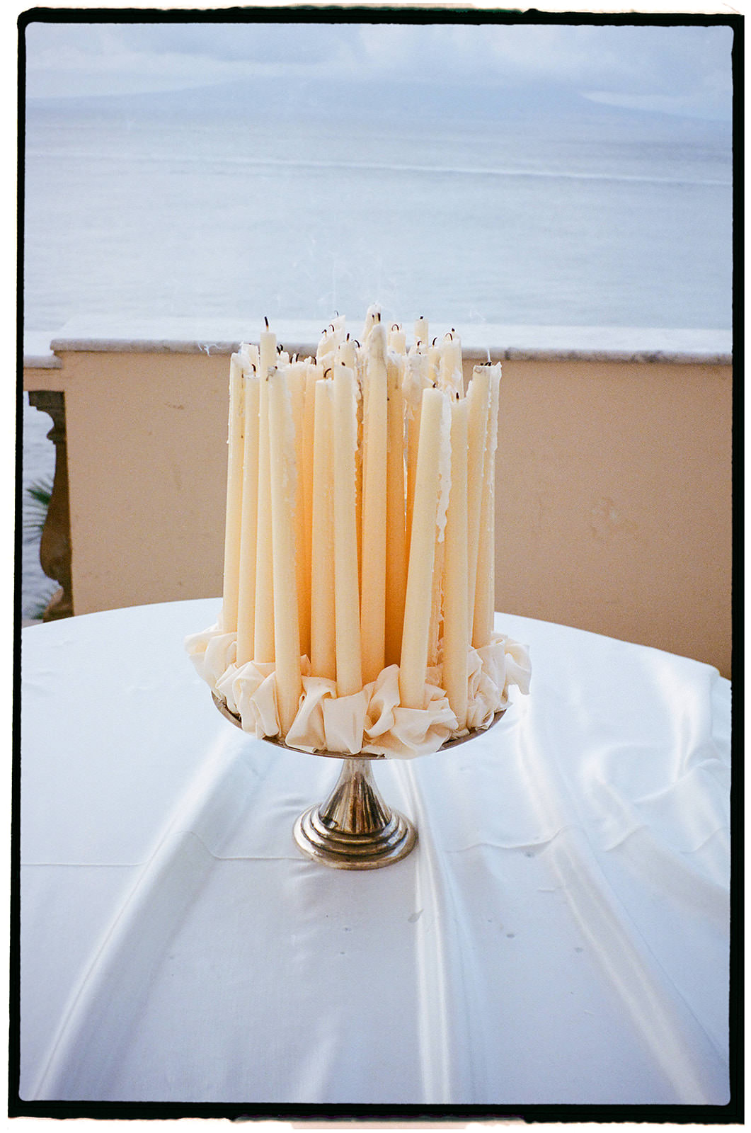 Villa Astor candle reception detail captured on Kodak Portra 35mm film