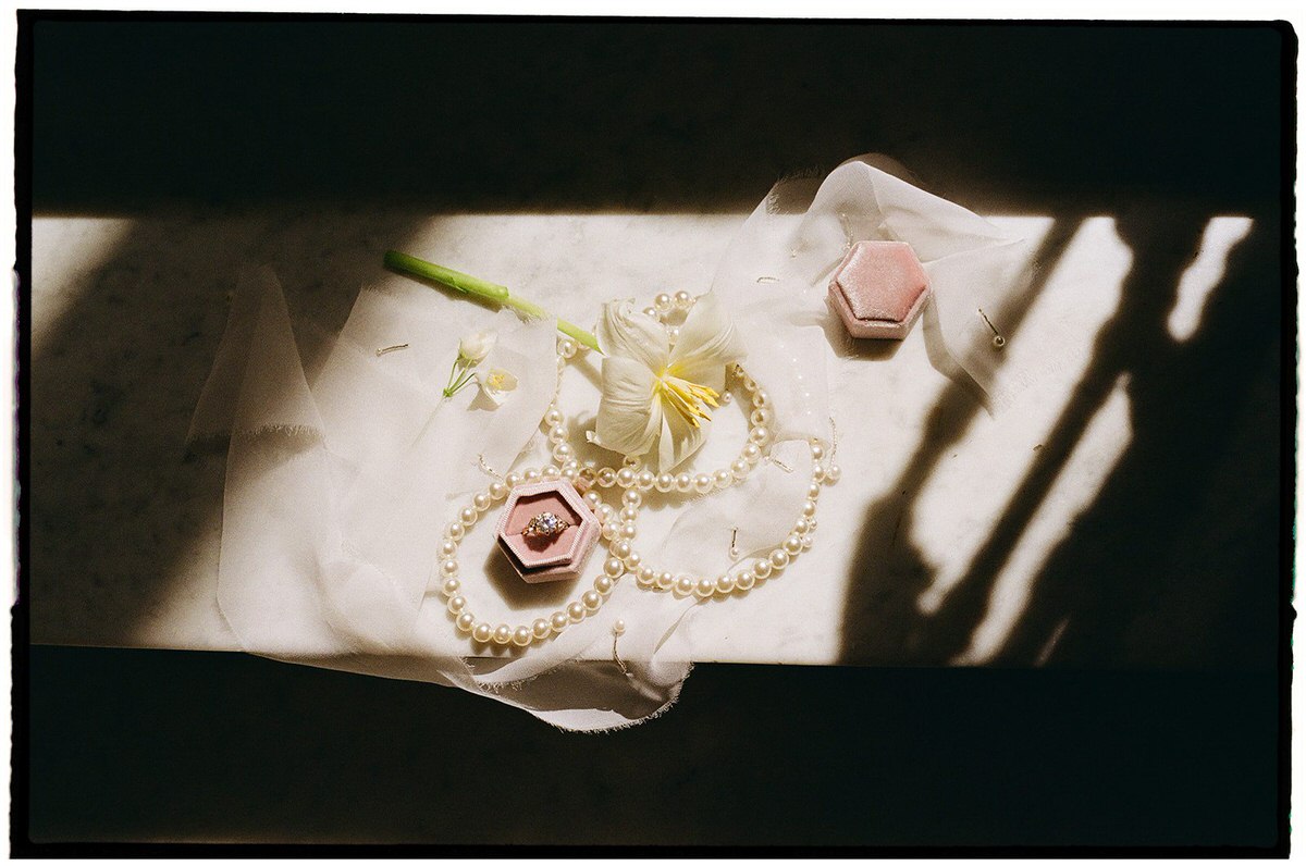 Villa Astor wedding table details in Sorrento Italy on 35mm film