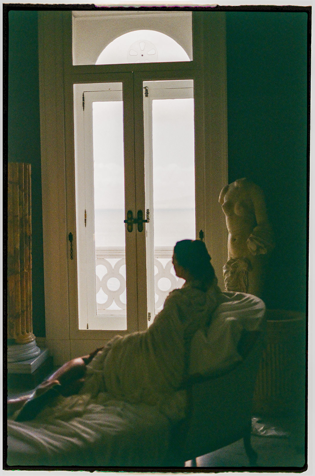 Editorial bridal portrait at Villa Astor captured on 35mm analogue film