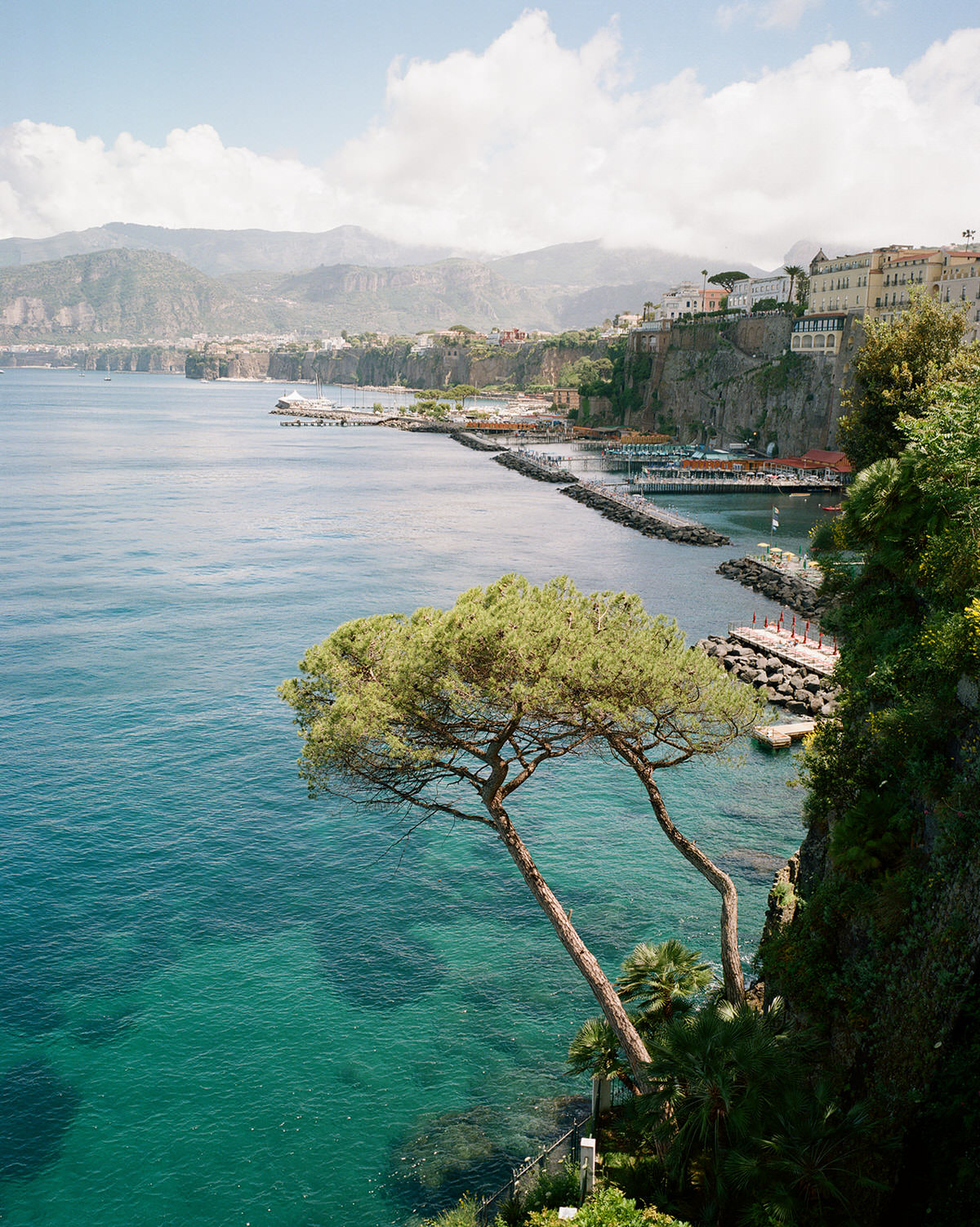 Bridal portrait at Villa Astor in Sorrento captured on 120 medium format film