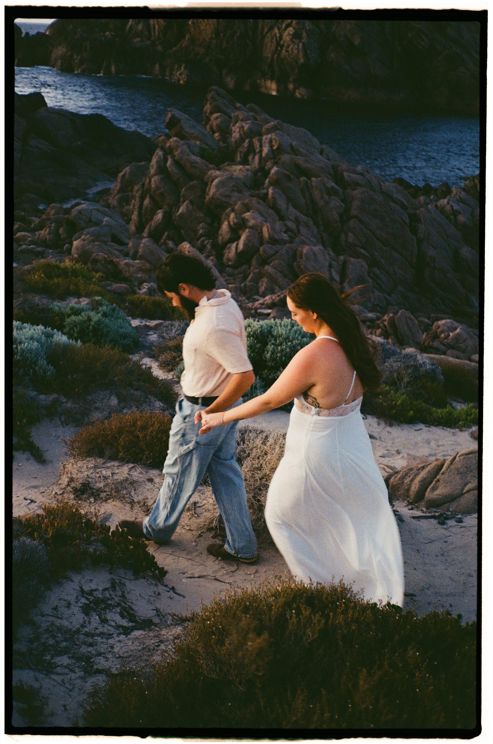 35mm film photograph from a surprise proposal at Sugarloaf Rock in Dunsborough