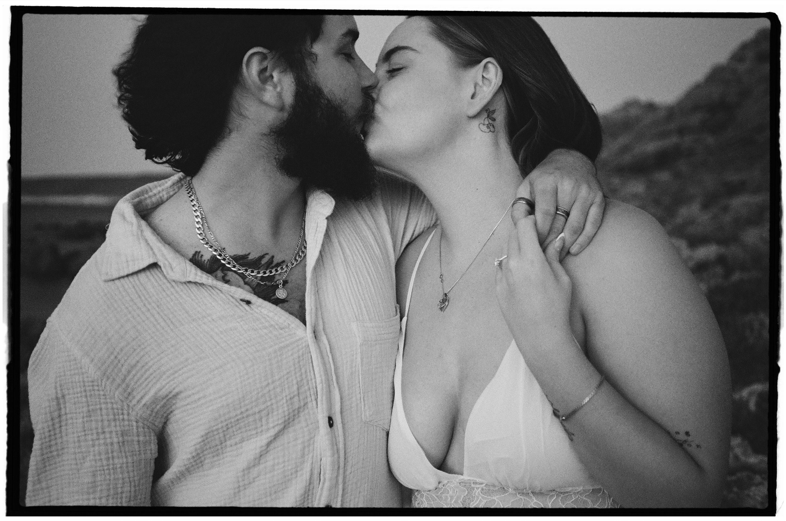 Black and white film photograph from a Western Australia proposal session
